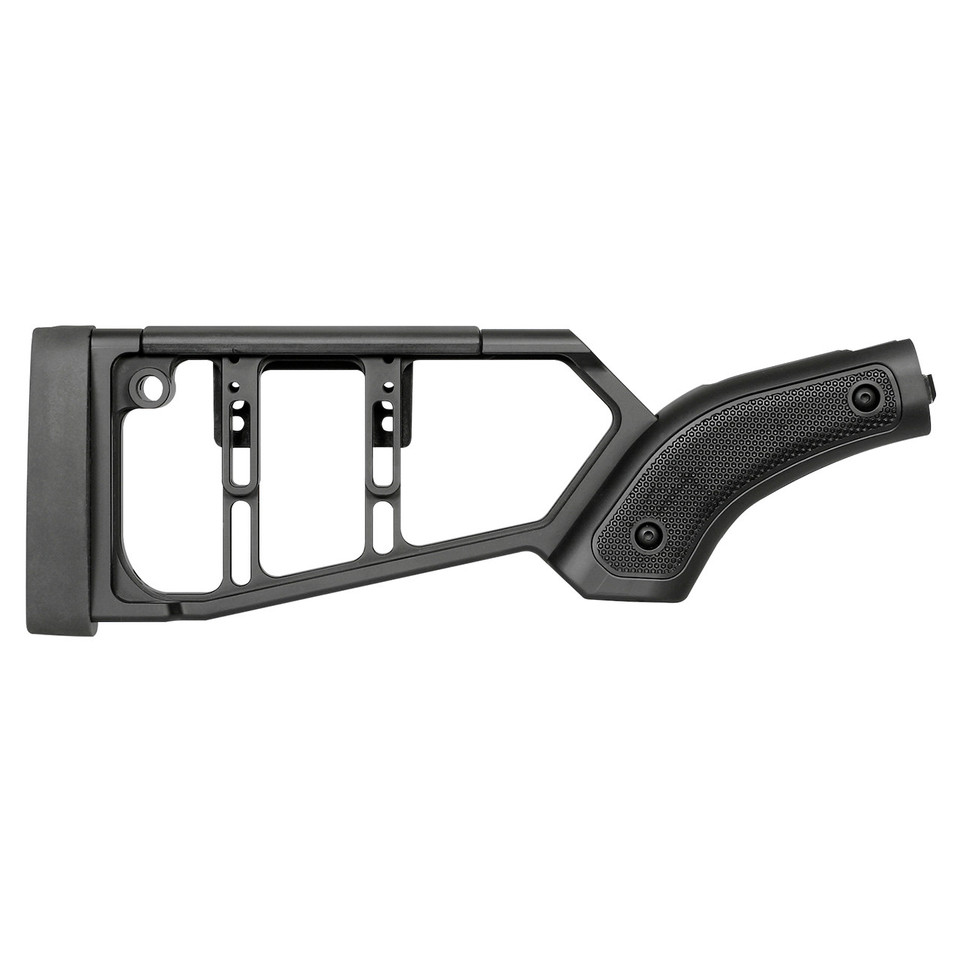 Midwest Industries Lever Stock (MI-LS-SW) for Smith & Wesson 1854. Adjustable polymer cheek piece, ambidextrous design, M-LOK slots, recoil-reducing butt pad, hard coat anodized 6061 aluminum. Maintains factory length of pull and weight. Made in USA with lifetime warranty. Perfect for hunting, range use, and optics in California and nationwide.
