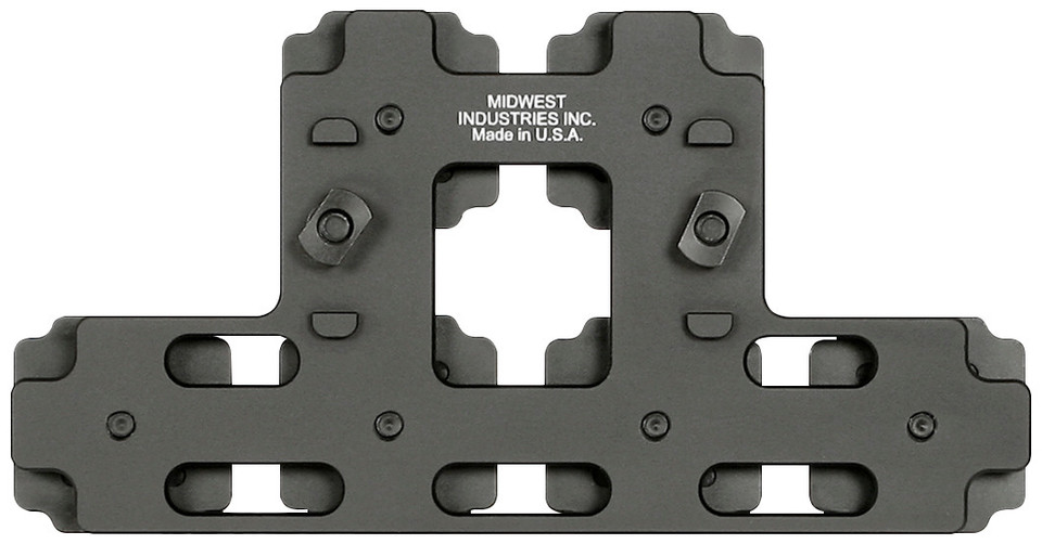 Midwest Industries Lever Stock Shell Holder Plate Bundle for Smith & Wesson 1854. Includes plate and 6 patented Universal Shell Holders for up to 12 extra rounds. Lightweight anodized aluminum, vertical or horizontal orientation, M-LOK compatible with MI Lever Stock only. Made in USA. Boost reload speed for hunting and range use in California and nationwide.