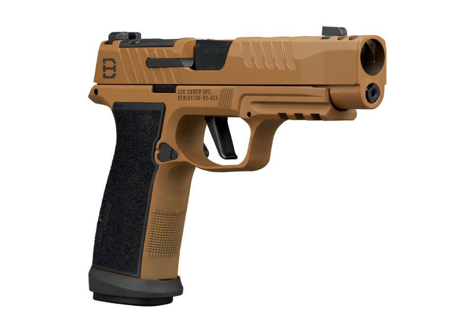 Shop the Sig Sauer P365 DH3 AXG 9mm at Terran Gear USA. This Daniel Horner collaboration features a 3.7" barrel with integrated expansion chamber, Coyote AXG aluminum grip, optic-ready SIG-LOC slide, X-RAY 3 sights, and 21+1 capacity (two 21-round + one 17-round mags). Experience reduced recoil and superior control today.