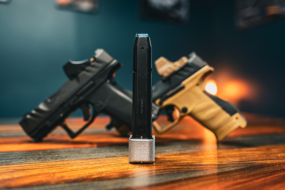 Upgrade your Walther PDP compact with the ZR Tactical Solutions +4 Magazine Extension. This billet aluminum basepad increases 15-round factory magazines to 19 rounds, includes extra power spring, and improves reloads. Compatible with compact frames, works with or without magwell, USPSA compliant. Durable anodized finish for long-lasting performance.