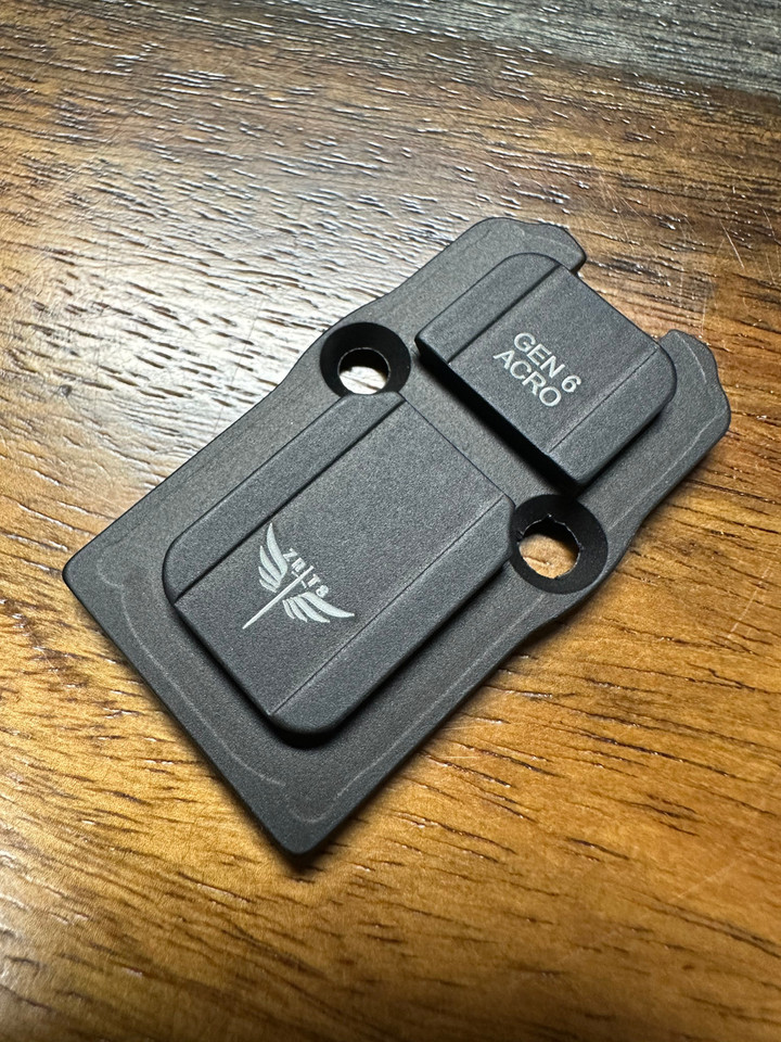 Mount your Aimpoint ACRO P-1 or P-2 on Gen6 Glock pistols with this Type III anodized 7075 aluminum optic plate from Terran Gear USA. CNC machined for precise fit, uses factory Glock hardware, and designed exclusively for Gen6 optic-ready slides. Durable, low-profile red dot mounting solution for Glock 17 Gen6, 19 Gen6, 45 Gen6 and more.