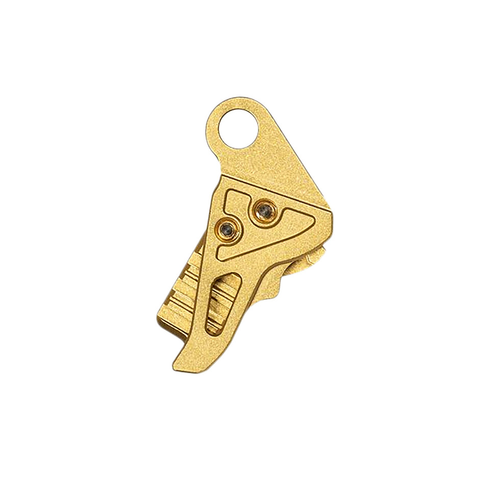 Upgrade your Springfield Hellcat or Hellcat Pro with the Tyrant CNC I.T.T.S. Gold Trigger Shoe (TDHCATTRIGGOLD/GOLD). Precision 7075 aluminum construction, smoother pull, crisp reset, and bold gold finish for enhanced accuracy and style.