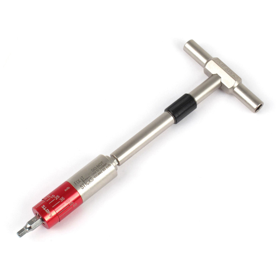 Adjustable torque driver rifle toolkit by Fix It Sticks. Set 15 to 65 in-lbs for precise scope mounting, firearm maintenance, and field repairs.