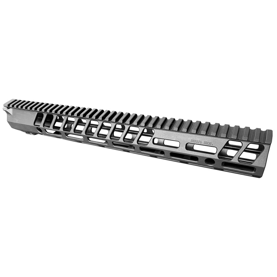 Sharps Bros 15-inch AR-15 M-LOK handguard with full-length Picatinny top rail and black hardcoat anodized finish.