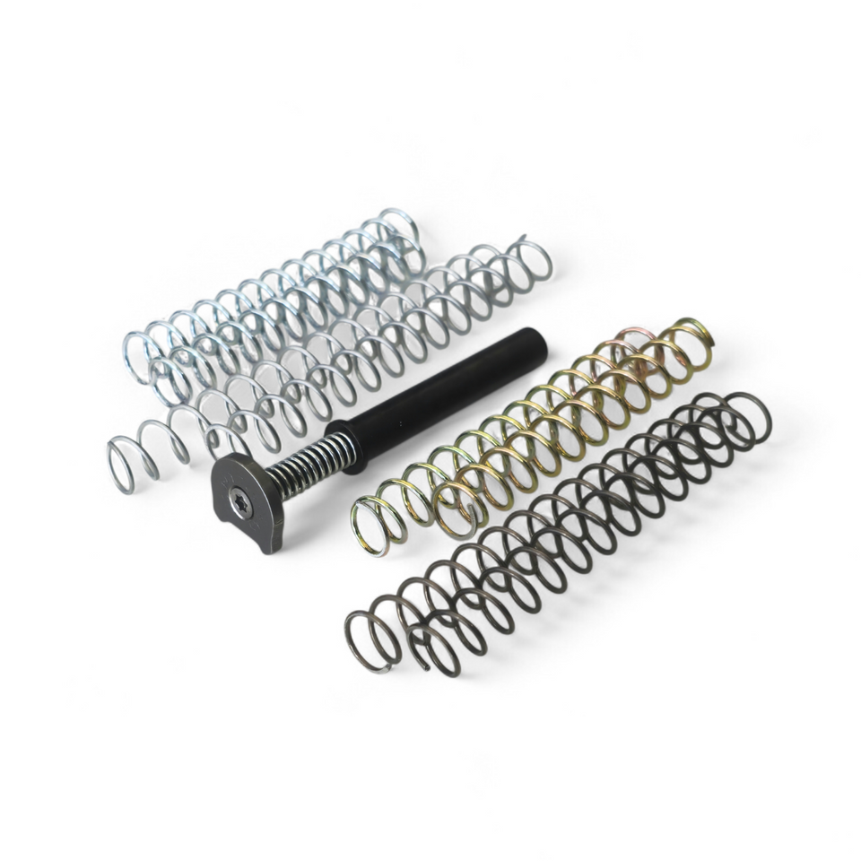 Upgrade your Staccato HD C 3.6" or HD C4X bull barrel with the DPM Mechanical Recoil Reduction System. Experience significant recoil reduction, faster follow-up shots, improved accuracy, and enhanced slide protection. Multiple spring options for perfect tuning. Drop-in installation with OEM plug required. Lifetime warranty. Ideal for concealed carry and competitive 9mm shooting.