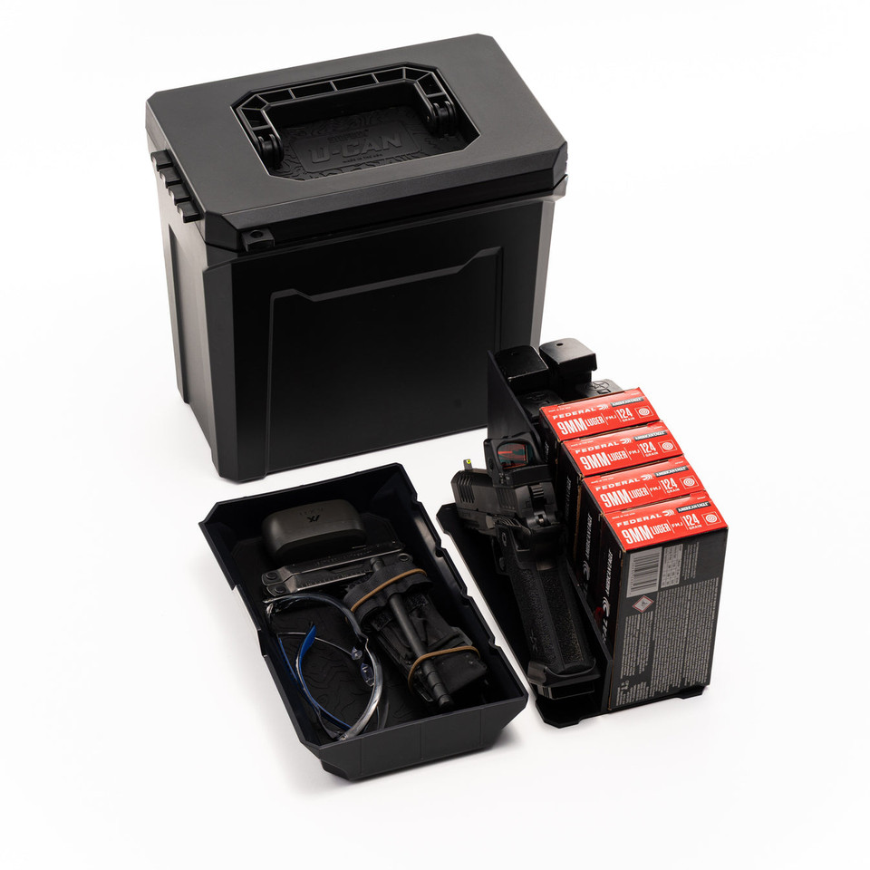 Discover the StopBox U-Can: a durable portable lockable container with mechanical finger code lock for secure storage of firearms, ammo, and range gear. Made in USA. No batteries required. Fast access when it matters. 30-day risk free trial.