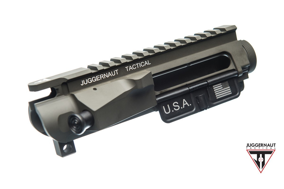 Build your ultimate AR-15 with the Juggernaut Tactical Billet Upper Receiver Assembly. Precision CNC-machined from aerospace aluminum, fully assembled with forward assist, dust cover, and M4 feed ramps. Available in multiple Cerakote colors or Black Anodized. Made in the USA. Shop now at Terran Gear USA.
