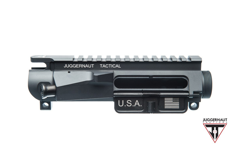 Build your ultimate AR-15 with the Juggernaut Tactical Billet Upper Receiver Assembly. Precision CNC-machined from aerospace aluminum, fully assembled with forward assist, dust cover, and M4 feed ramps. Available in multiple Cerakote colors or Black Anodized. Made in the USA. Shop now at Terran Gear USA.