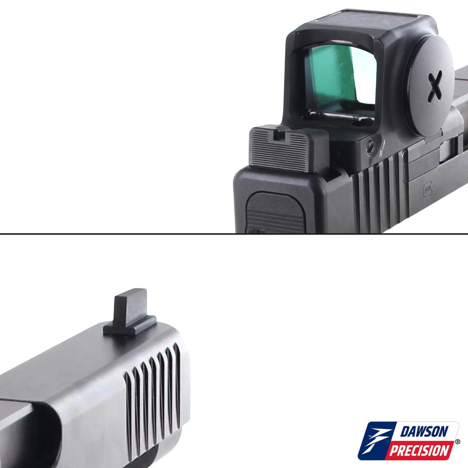 Dawson Precision Glock Gen6 co-witness sight set for Vortex Defender-ST. Fiber optic front, precision CNC machined, reliable backup iron sights for defensive and competition use.