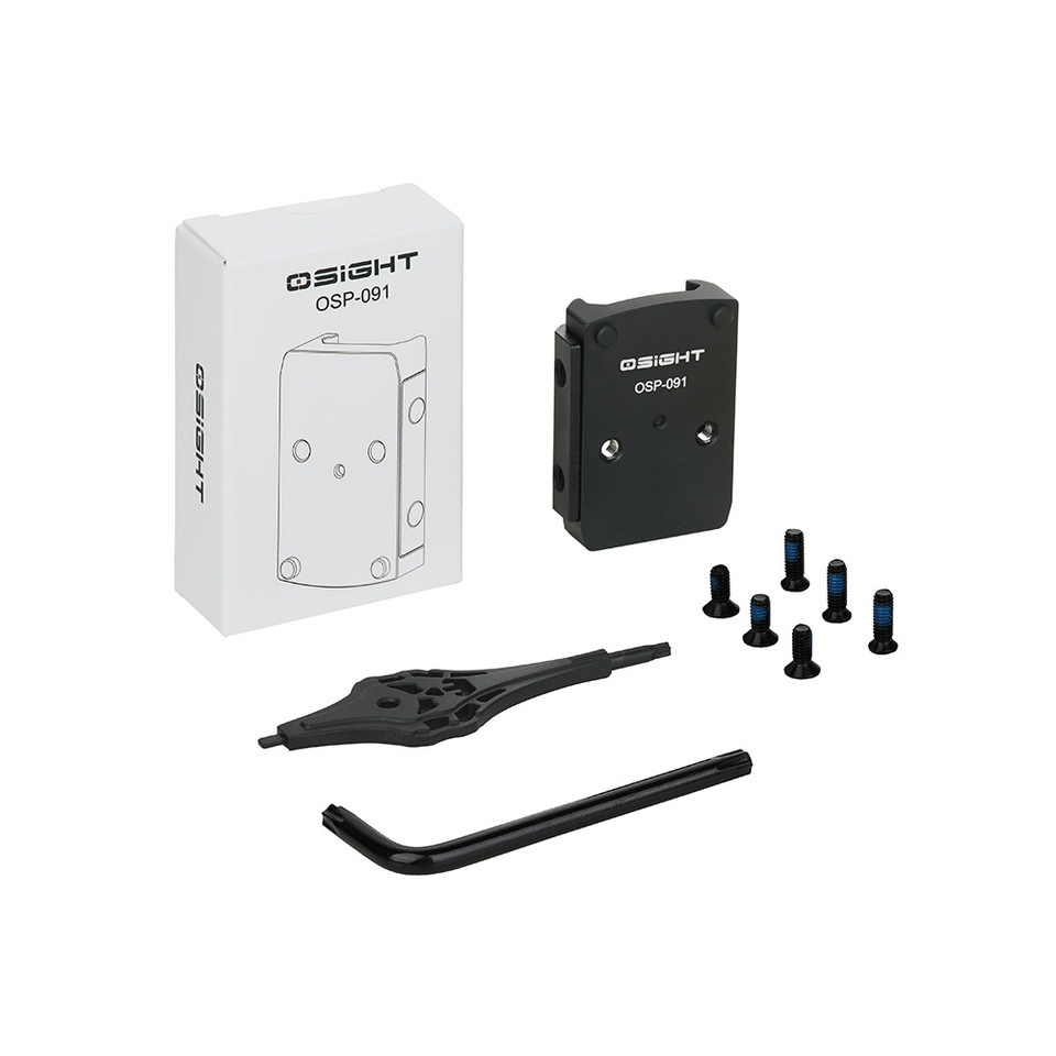Osight Picatinny Mount OSP-091 for Osight X with 0.91" height, 7075 aluminum body, and dual cross-bolts for secure optic mounting and stability.