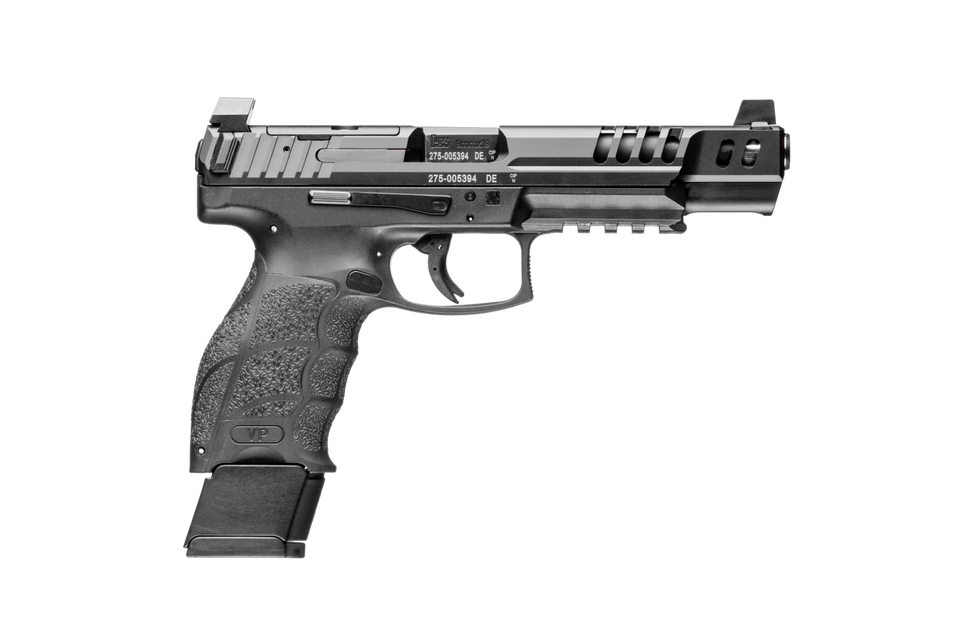 HK VP9 Match OR 9mm pistol with 5.5” barrel, optics-ready slide, and enhanced ergonomics. Built for competition accuracy and performance.