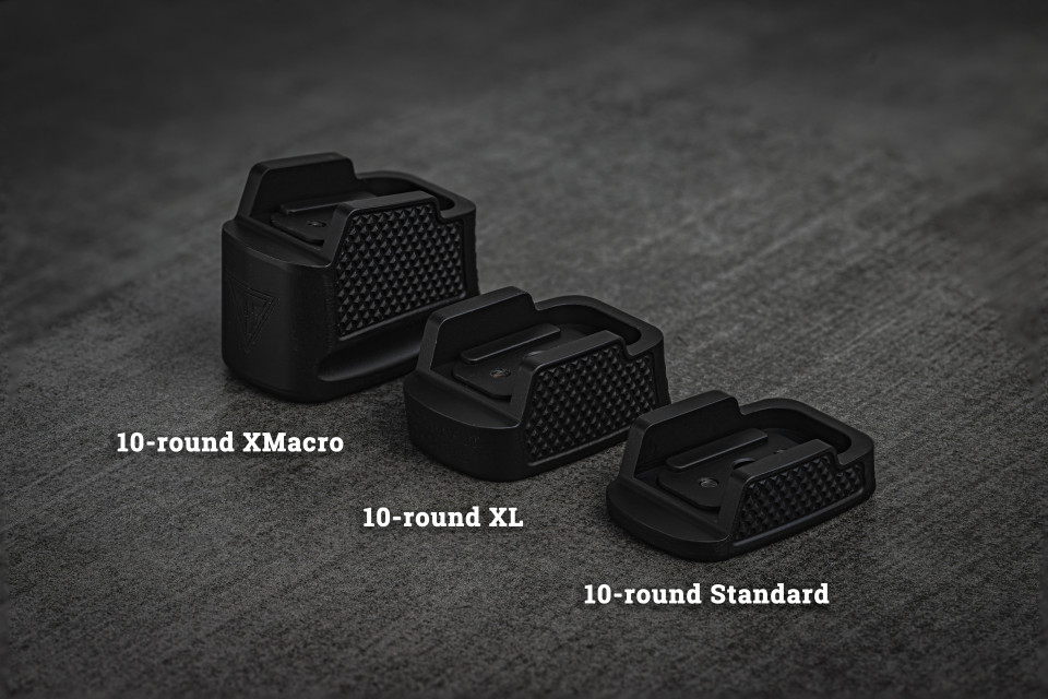 Customize your JT P365 grip module with precision-fit base plates. Compatible with 10-round and XMacro magazines for modular grip length.