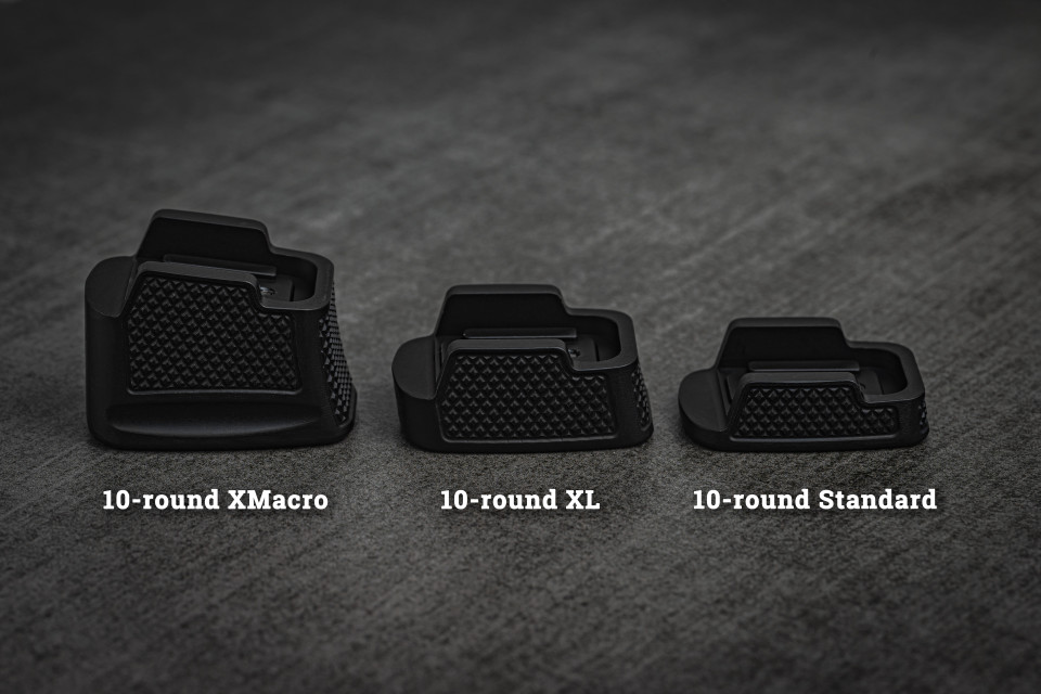 Customize your JT P365 grip module with precision-fit base plates. Compatible with 10-round and XMacro magazines for modular grip length.