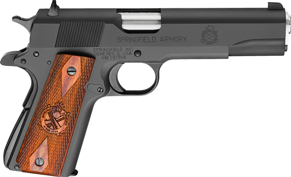 Springfield Armory 1911 Mil-Spec CA Compliant .45 ACP pistol with forged steel construction, match barrel, and classic full-size 1911 reliability.