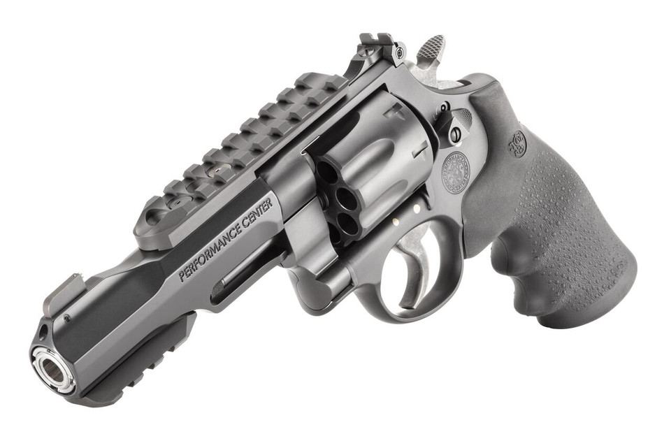 Smith & Wesson Performance Center 327 TRR8 .357 Magnum revolver with scandium frame, 8-round capacity, 5-inch barrel, and tuned action.