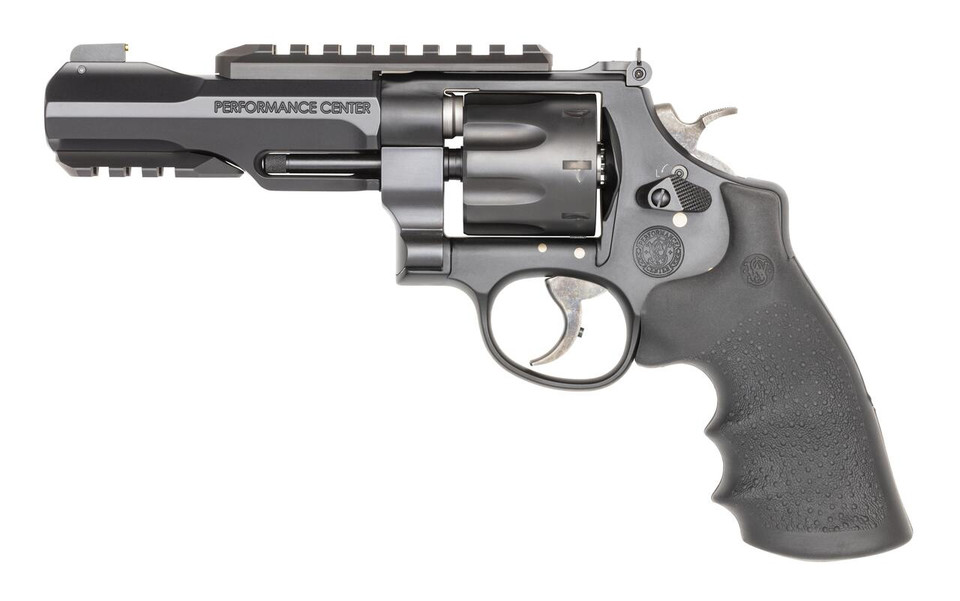 Smith & Wesson Performance Center 327 TRR8 .357 Magnum revolver with scandium frame, 8-round capacity, 5-inch barrel, and tuned action.