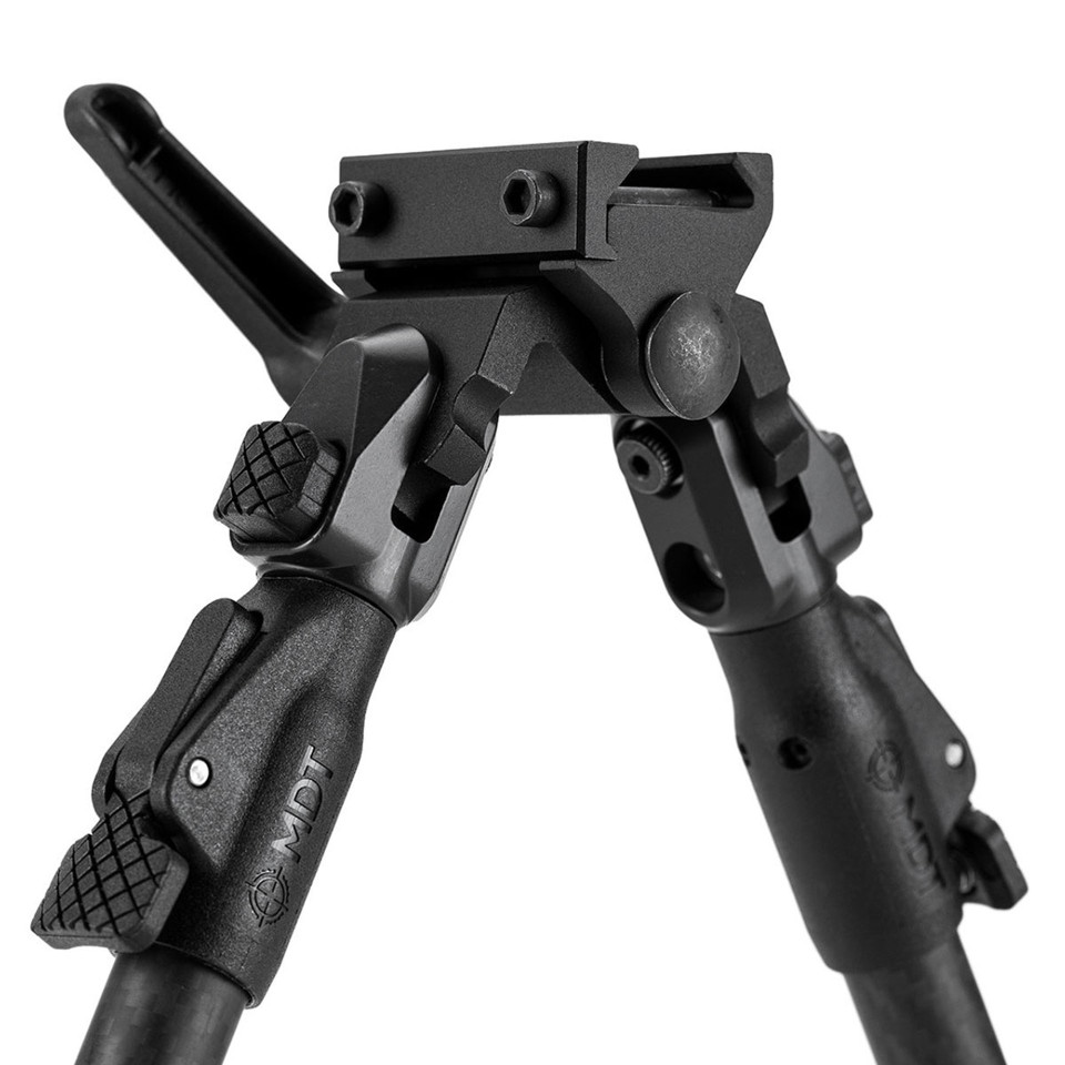 MDT GRND-POD Bipod for Picatinny rails features carbon fiber legs, adjustable cant, rapid deployment, and lightweight precision rifle stability.