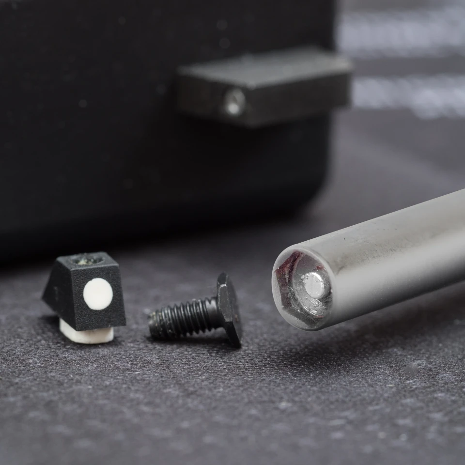 Install or remove Glock® front sights with confidence using the Fix It Sticks 3/16-inch magnetic thin-wall Front Sight Tool for standard 1/4-inch drivers.