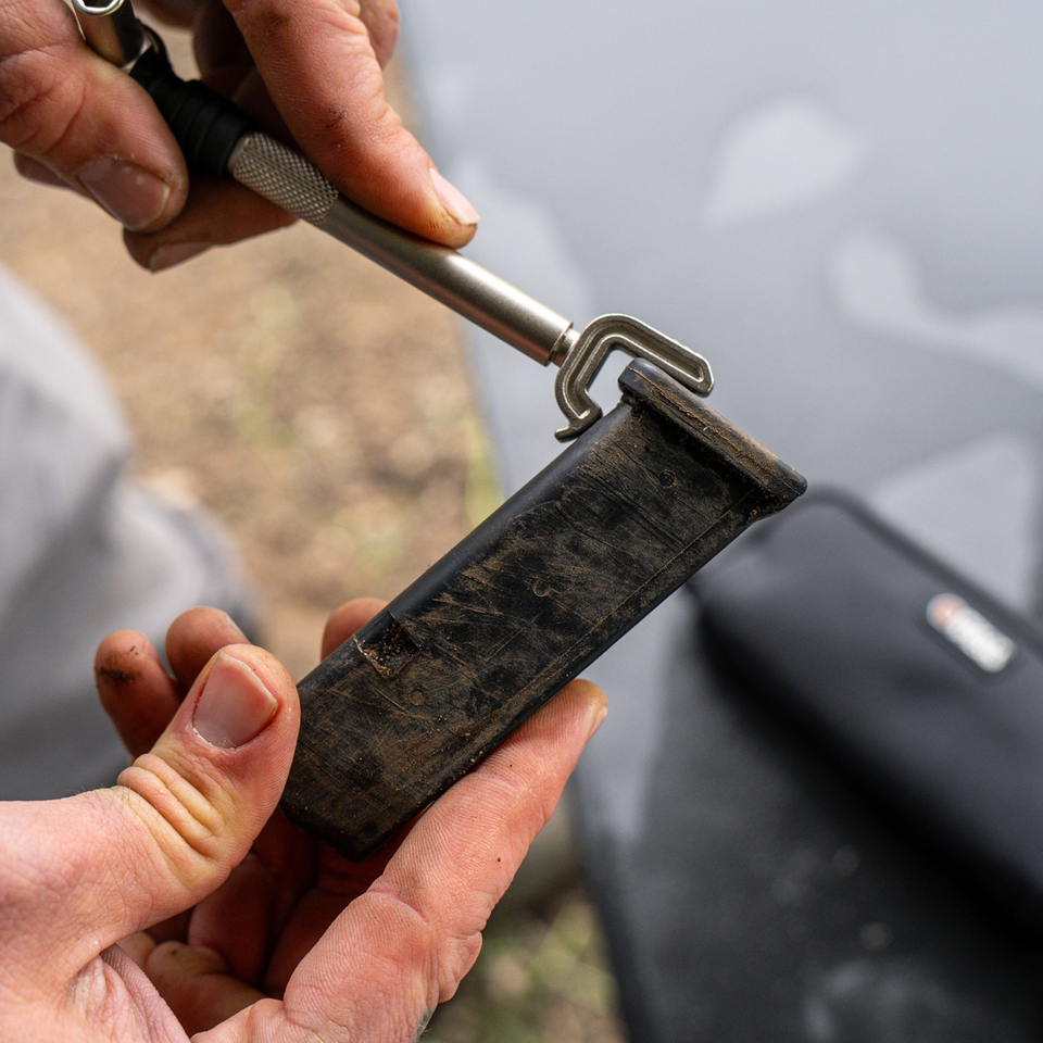 Fix It Sticks Magazine Base Plate Removal Tool for Glock® simplifies factory magazine disassembly and works with standard 1/4-inch drivers and T-Way Wrenches.