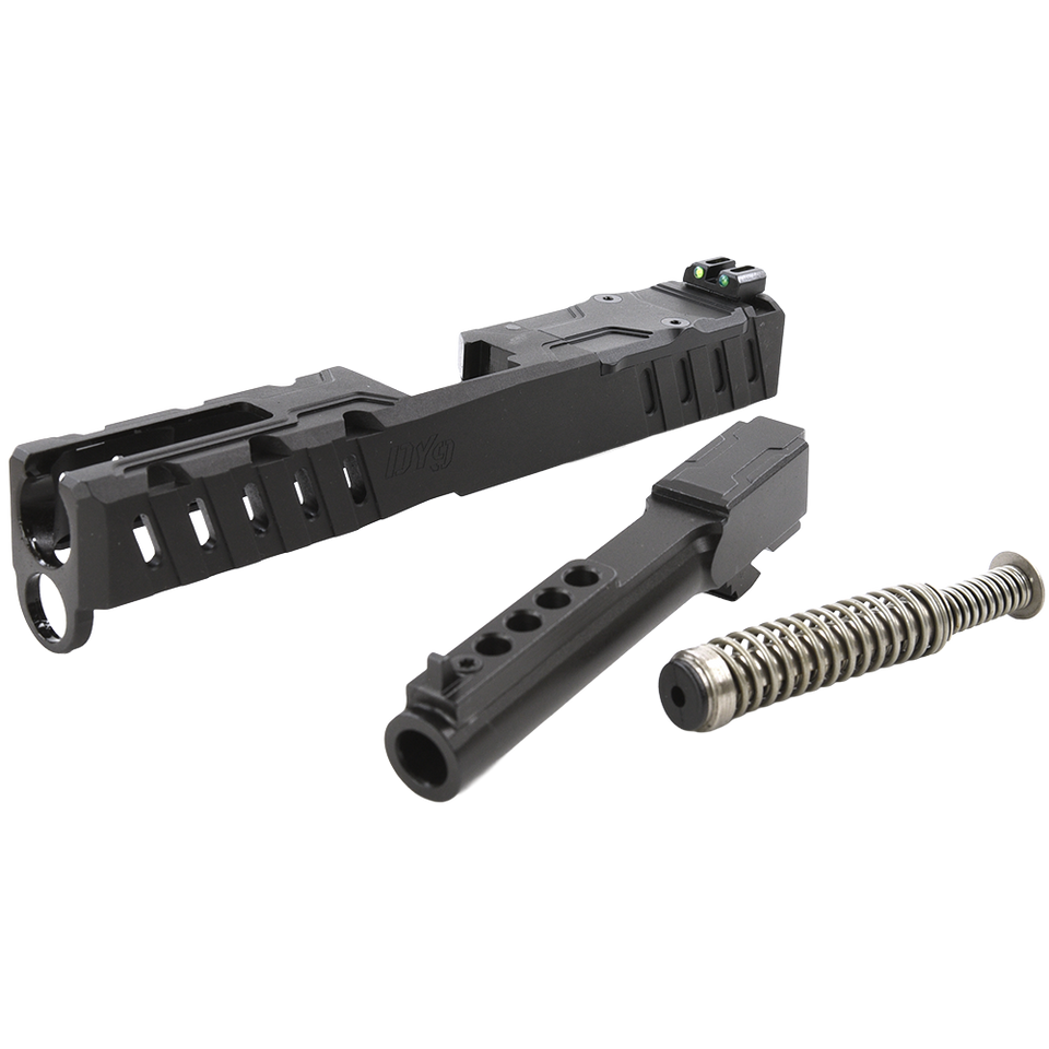 Derya Firearms Island Complete Upper 9mm with RMR cut and ported island barrel. Fits DY9 and Glock 19 Gen 4 frames for flatter shooting.
