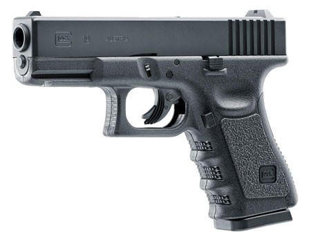 Umarex Glock 19 Gen3 CO2 .177 BB air pistol with metal slide, 16+1 capacity, fixed sights, and authentic Glock styling for training and plinking.