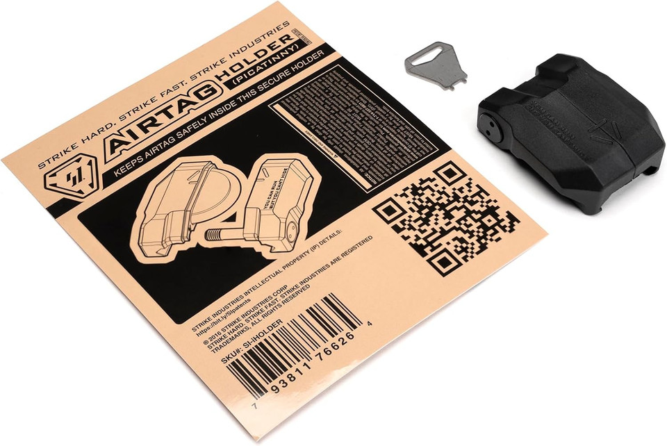 Secure your Apple AirTag to any 1913 Picatinny rail with the Strike Industries AirTag Holder. Durable, lightweight protection for firearms and valuable gear.