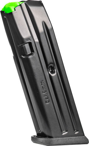 Upgrade your Glock 17 with the Mec-Gar 9mm 10-round magazine featuring an anti-friction black coating, steel construction, and reliable feeding performance.