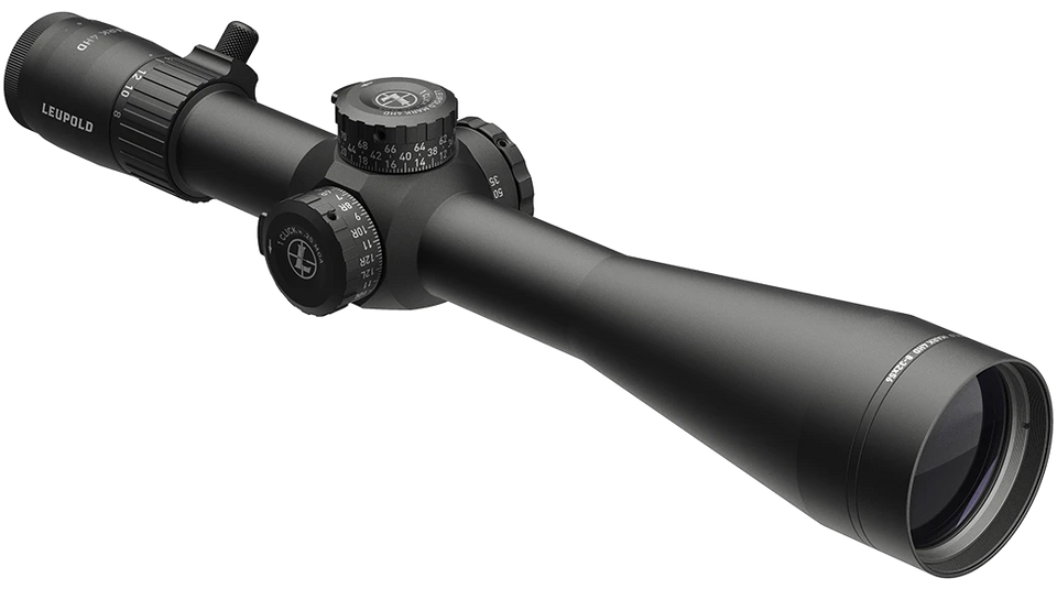Leupold Mark 4HD 8-32x56 FFP riflescope with PR2 MOA reticle, 34mm tube, M5C3 elevation turret, and ZeroLock windage for precision long-range shooting.