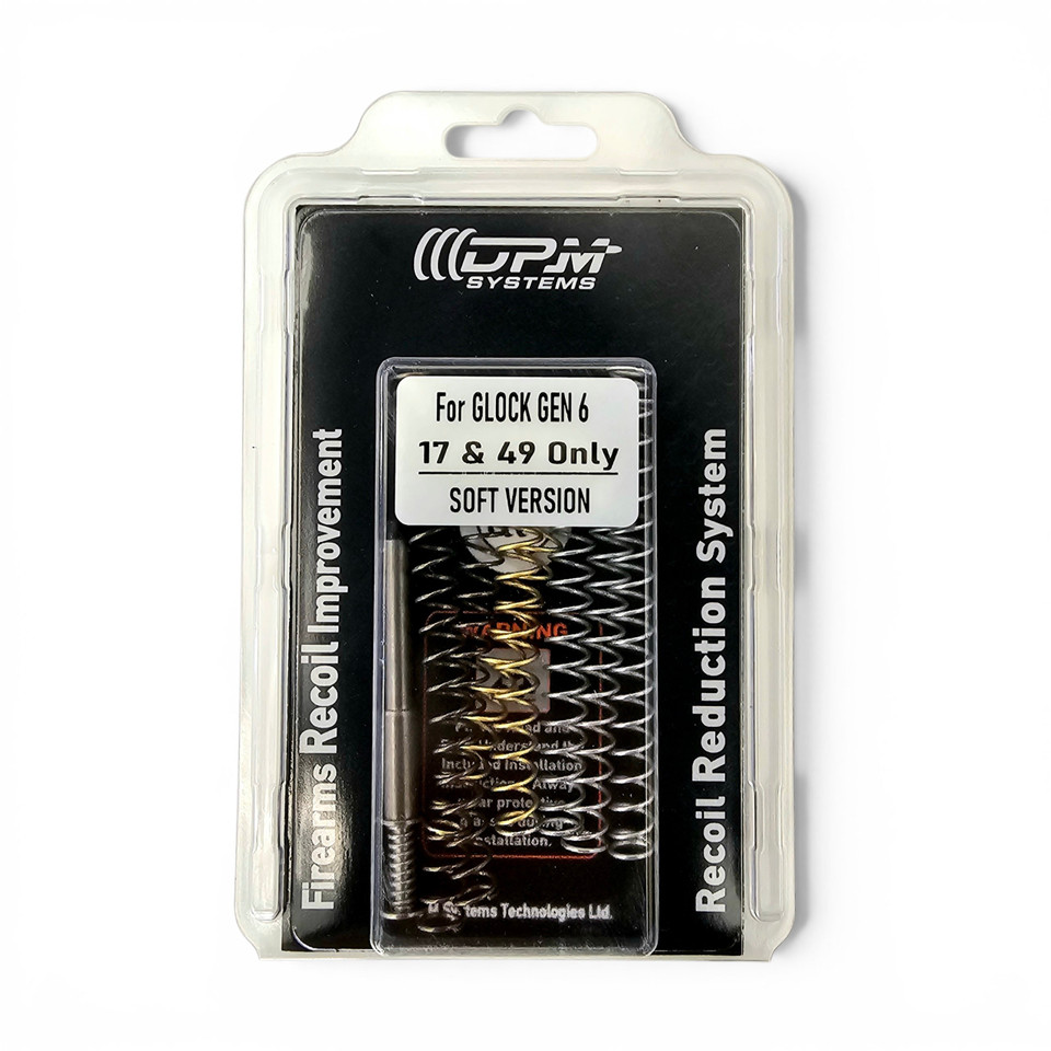 DPM Soft recoil system for Glock 17 and 49 Gen 6 with 7 spring settings. Tune recoil and slide movement for comps, ports, and softer ammunition.