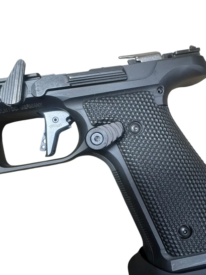 ZR Tactical Solutions Walther PDP Extended Mag Release with 6061 aluminum button and adjustable angle. Fits PDP, PPQ, Q4 and Q5 models.