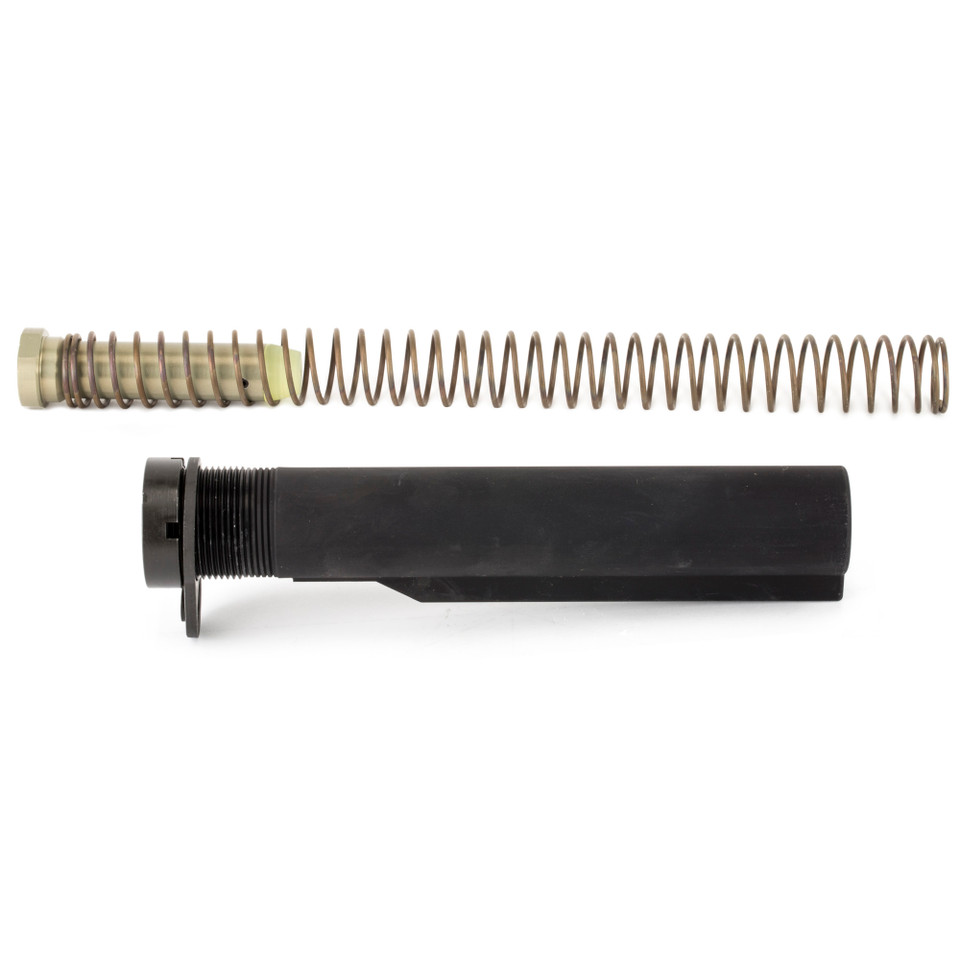 Bravo Company BCM Mil-Spec carbine stock hardware kit includes a 6-position buffer tube, buffer, spring, end plate, and castle nut for AR-15 builds.