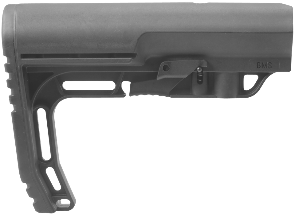 Shop the Mission First Tactical Battlelink Minimalist Commercial Stock in Black (BMS). Features reinforced polyamide, angled rubber buttpad & QD sockets.