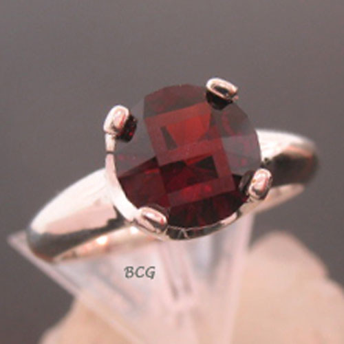 "S" Initial Malaya Garnet Ring #GRI-1825