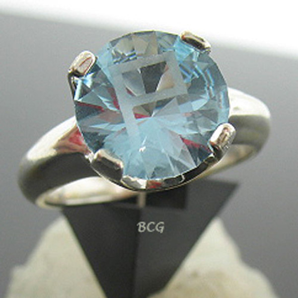 "P" Initial Blue Topaz Ring #GRI-1854