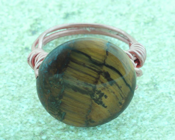 Tiger's Eye Copper Ring  #RI-303