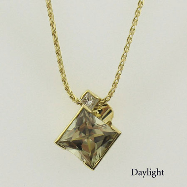 Zultanite and Diamond Gold Necklace