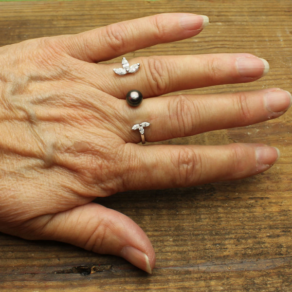 Tahitian Pearl Two Finger Ring #RI-563