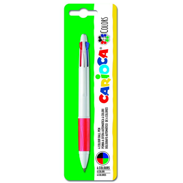 CARIOCA PENNA A SFERA 4 COLORS PUNTA 1mm IMPUGNATURA GOMMATA ANTISCIVOLO BLISTER 1 PZ