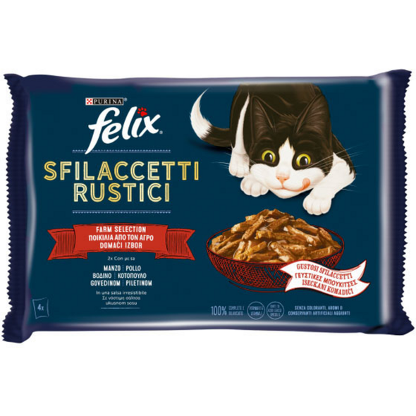FELIX SFILACETTI RUSTICI 4 BUSTE DA 80 Grammi 2 BUSTE MANZO 2 BUSTE POLLO