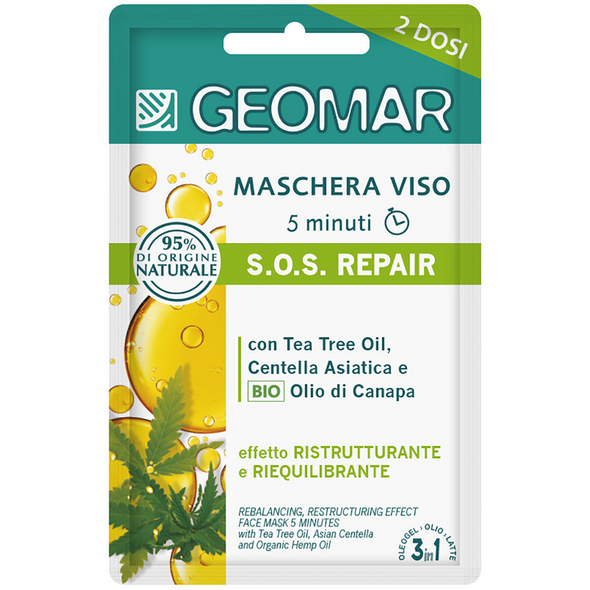 GEOMAR MASCHERA VISO S.O.S. REPAIR RISTRUTTURANTE RIEQUILIBRANTE BUSTINA 2 DOSI 15 ML