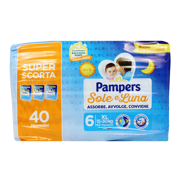 PAMPERS PANNOLINI SOLE E LUNA 6 XL 15-30 KG 40 PEZZI