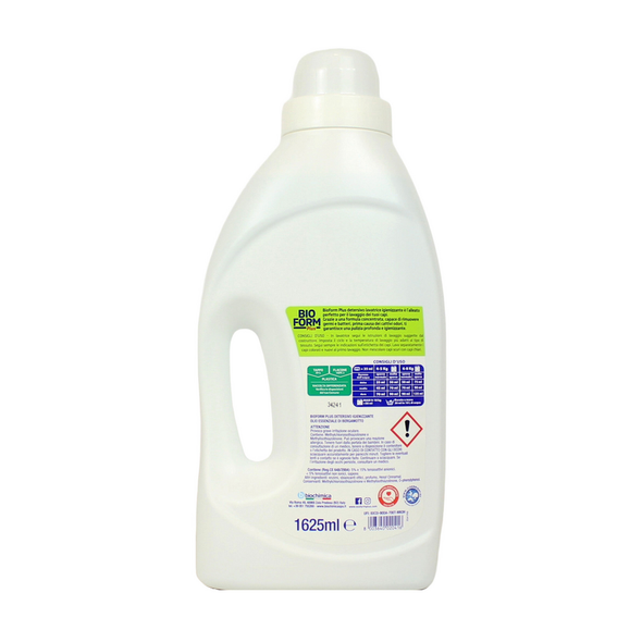 BIOFORM PLUS DETERSIVO IGIENIZZANTE LIQUIDO BUCATO LAVATRICE OLIO ESSENZIALE DI BERGAMOTTO 36 LAVAGGI 1625 ML. 