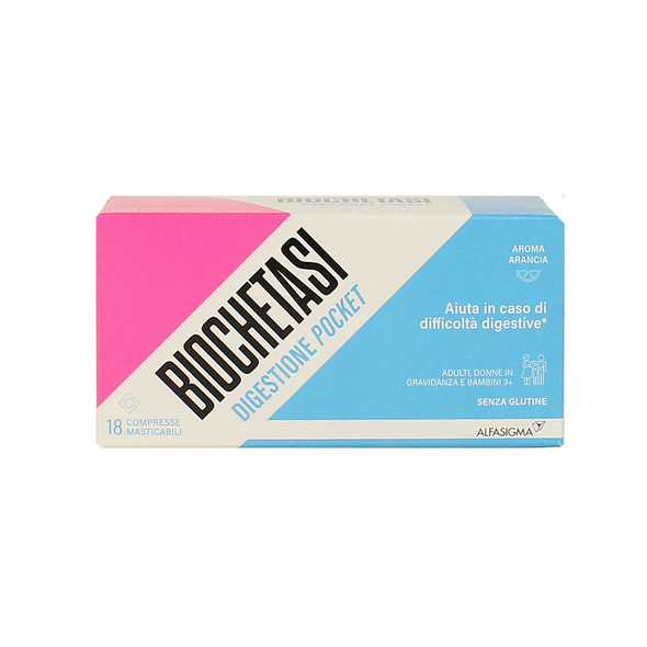 BIOCHETASI POCKET DIGESTIVO SENZA GLUTINE 18 COMPRESSE MASTICABILI INTEGRATORE ALIMENTARE