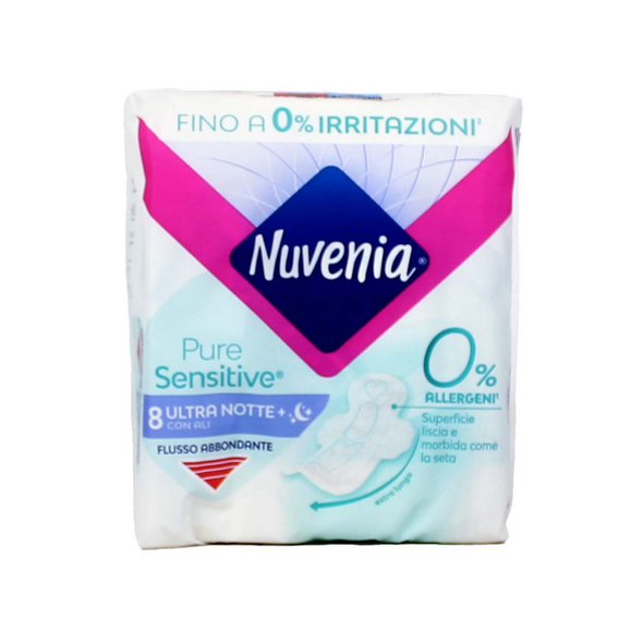 NUVENIA PURE SENSITIVE ULTRA NOTTE CON ALI 8 PZ  ASSORBENTI PELLI SENSIBILI 