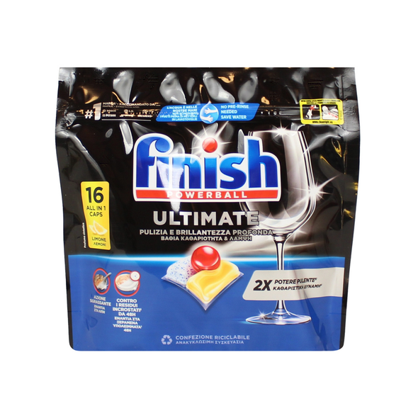 FINISH PASTIGLIE PER LAVASTOVIGLIE ULTIMATE ALL IN 1 16 TABS LIMONE