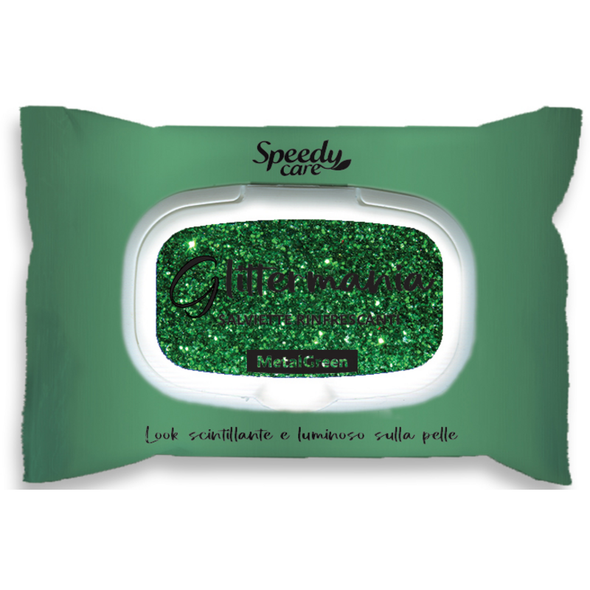 SPEEDY CARE 15 SALVIETTE GLITTER MANIA METAL GREEN RINFRESCANTI