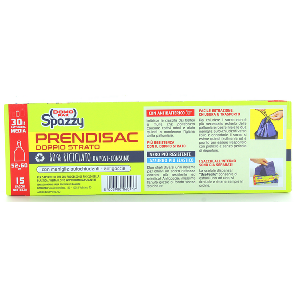 DOMOPAK SPAZZY PRENDISAC 52x60 CON MANIGLIE ROTOLO 15 PEZZI