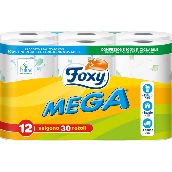 FOXY MEGA IGIENICA 12 ROTOLONI 2 VELI DECORATI