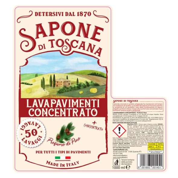 SAPONE DI TOSCANA LAVAPAVIMENTI CONCENTRATO PROFUMO DI PINO 50 LAVAGGI 1 LITRO 