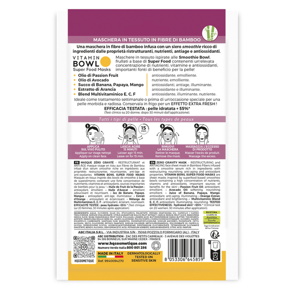 HQ MASCHERA VISO IN TESSUTO ZERO GRAVITY RISTRUTTURANTE E ANTIAGE